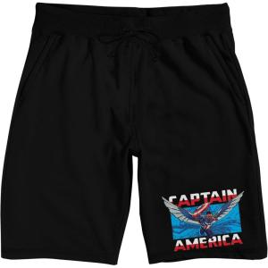 imageCaptain America Brave New World Flying Cap Adult Black Sleep Pajama ShortsBlack