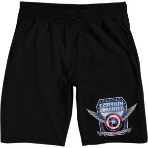 imageCaptain America Brave New World Shield ampamp Wings Adult Black Sleep Pajama ShortsBlack