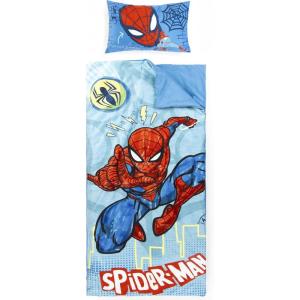 imageJay Franco Kids Slumber Bag and Pillow  54 x 27 Inch Comfy Indoor Sleeping Bag for School and Sleepovers 2 Piece Set Blue  SpidermanBlue  Spiderman