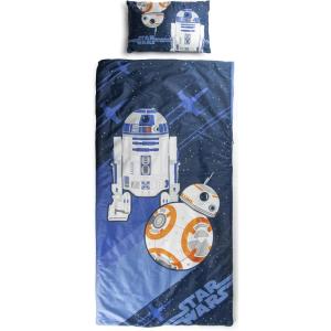 imageJay Franco Kids Slumber Bag and Pillow  54 x 27 Inch Comfy Indoor Sleeping Bag for School and Sleepovers 2 Piece Set Blue  SpidermanBlue  Star Wars