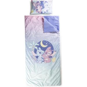 imageJay Franco Kids Slumber Bag and Pillow  54 x 27 Inch Comfy Indoor Sleeping Bag for School and Sleepovers 2 Piece Set Blue  SpidermanMulti  Lilo  Stitch