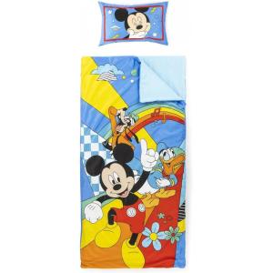 imageJay Franco Kids Slumber Bag and Pillow  54 x 27 Inch Comfy Indoor Sleeping Bag for School and Sleepovers 2 Piece Set Blue  SpidermanMulti  Mickey Mouse