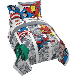imageJay Franco Marvel Spiderman Webtastic 5 Piece Twin Size Bed Set  Includes Reversible Comforter ampamp Sheet Set  Super Soft Kids Bedding Fade Resistant Microfiber Official Marvel ProductMulti  Avengers