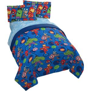 imageJay Franco Marvel Spiderman Webtastic 5 Piece Twin Size Bed Set  Includes Reversible Comforter ampamp Sheet Set  Super Soft Kids Bedding Fade Resistant Microfiber Official Marvel ProductBlue  Avengers