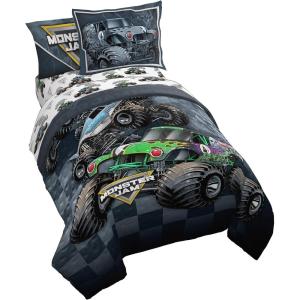 imageJay Franco Marvel Spiderman Webtastic 5 Piece Twin Size Bed Set  Includes Reversible Comforter ampamp Sheet Set  Super Soft Kids Bedding Fade Resistant Microfiber Official Marvel ProductMulti  Monster Jam