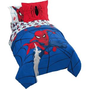 imageJay Franco Marvel Spiderman Webtastic 5 Piece Twin Size Bed Set  Includes Reversible Comforter ampamp Sheet Set  Super Soft Kids Bedding Fade Resistant Microfiber Official Marvel ProductBlue  Spiderman