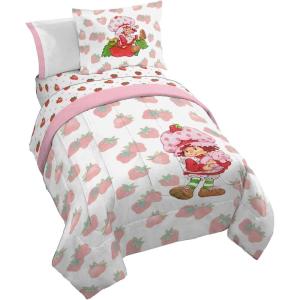imageJay Franco Marvel Spiderman Webtastic 5 Piece Twin Size Bed Set  Includes Reversible Comforter ampamp Sheet Set  Super Soft Kids Bedding Fade Resistant Microfiber Official Marvel ProductPink  Strawberry Shortcake