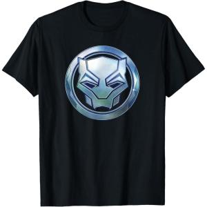 imageMarvel Black Panther Wakanda Forever Metal Panther Logo TShirtBlack