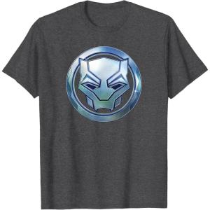 imageMarvel Black Panther Wakanda Forever Metal Panther Logo TShirtDark Heather Grey