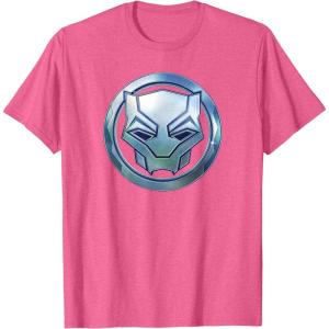 imageMarvel Black Panther Wakanda Forever Metal Panther Logo TShirtPink Heather