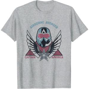 imageMarvel Captain America Brave New World Airborne Avenger Cap TShirtHeather Grey