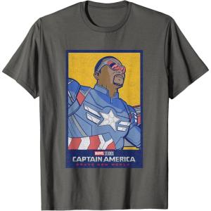 imageMarvel Captain America Brave New World Cap Face Poster TShirtAsphalt Grey