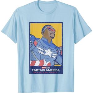 imageMarvel Captain America Brave New World Cap Face Poster TShirtBaby Blue