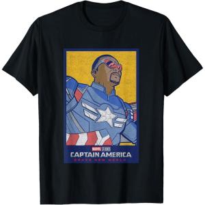 imageMarvel Captain America Brave New World Cap Face Poster TShirtBlack