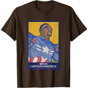 imageMarvel Captain America Brave New World Cap Face Poster TShirtBrown