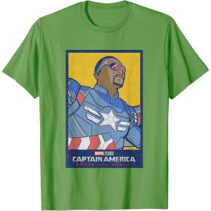 imageMarvel Captain America Brave New World Cap Face Poster TShirtGrass Green