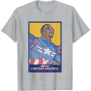 imageMarvel Captain America Brave New World Cap Face Poster TShirtHeather Grey