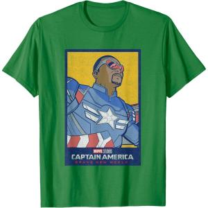 imageMarvel Captain America Brave New World Cap Face Poster TShirtKelly Green