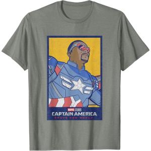 imageMarvel Captain America Brave New World Cap Face Poster TShirtOlive Heather