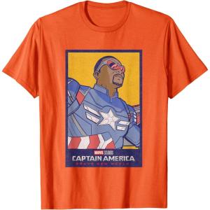 imageMarvel Captain America Brave New World Cap Face Poster TShirtOrange