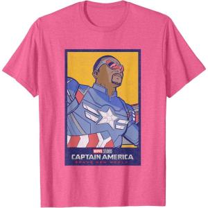 imageMarvel Captain America Brave New World Cap Face Poster TShirtPink Heather