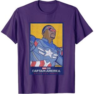 imageMarvel Captain America Brave New World Cap Face Poster TShirtPurple