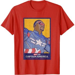 imageMarvel Captain America Brave New World Cap Face Poster TShirtRed