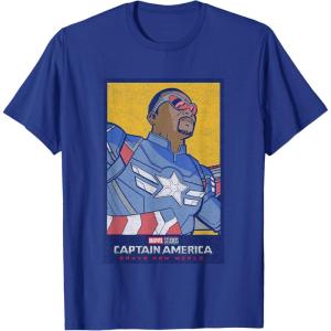 imageMarvel Captain America Brave New World Cap Face Poster TShirtRoyal Blue