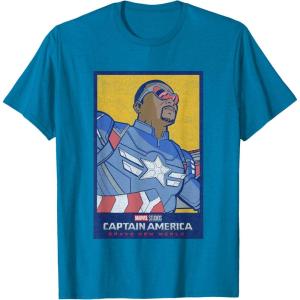 imageMarvel Captain America Brave New World Cap Face Poster TShirtSapphire Blue