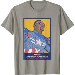 imageMarvel Captain America Brave New World Cap Face Poster TShirtSlate Grey