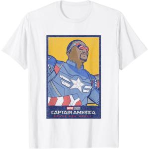 imageMarvel Captain America Brave New World Cap Face Poster TShirtWhite