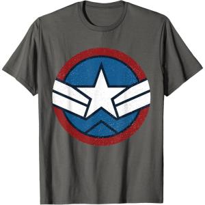 imageMarvel Captain America Brave New World Distressed Star Logo TShirtAsphalt Grey