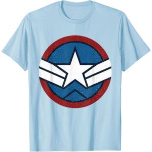 imageMarvel Captain America Brave New World Distressed Star Logo TShirtBaby Blue