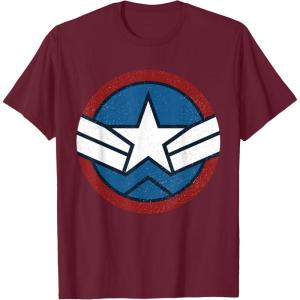 imageMarvel Captain America Brave New World Distressed Star Logo TShirtBurgundy