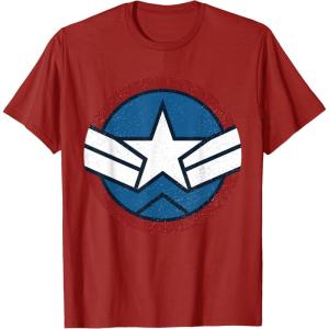 imageMarvel Captain America Brave New World Distressed Star Logo TShirtCranberry Red