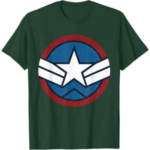 imageMarvel Captain America Brave New World Distressed Star Logo TShirtDark Green