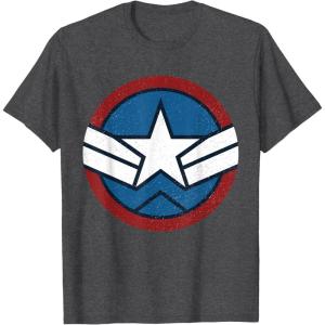 imageMarvel Captain America Brave New World Distressed Star Logo TShirtDark Heather Grey