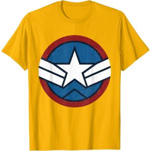 imageMarvel Captain America Brave New World Distressed Star Logo TShirtGolden Yellow