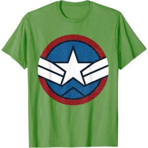 imageMarvel Captain America Brave New World Distressed Star Logo TShirtGrass Green