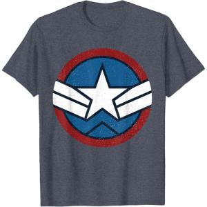 imageMarvel Captain America Brave New World Distressed Star Logo TShirtHeather Blue