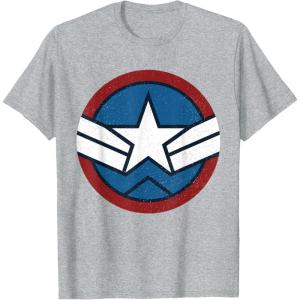 imageMarvel Captain America Brave New World Distressed Star Logo TShirtHeather Grey