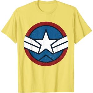 imageMarvel Captain America Brave New World Distressed Star Logo TShirtLemon Yellow
