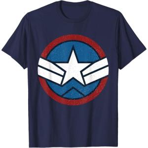 imageMarvel Captain America Brave New World Distressed Star Logo TShirtNavy Blue
