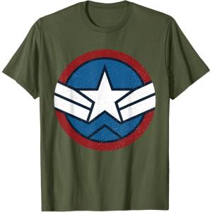 imageMarvel Captain America Brave New World Distressed Star Logo TShirtOlive Green