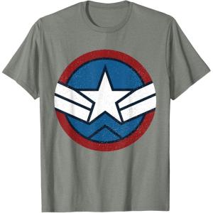 imageMarvel Captain America Brave New World Distressed Star Logo TShirtOlive Heather