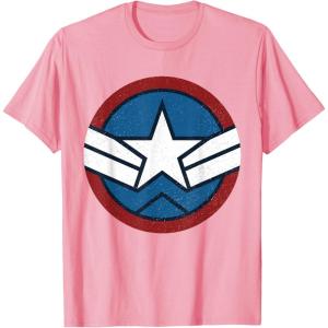 imageMarvel Captain America Brave New World Distressed Star Logo TShirtPink