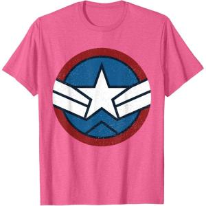imageMarvel Captain America Brave New World Distressed Star Logo TShirtPink Heather