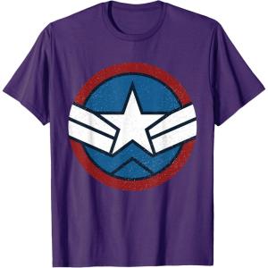 imageMarvel Captain America Brave New World Distressed Star Logo TShirtPurple