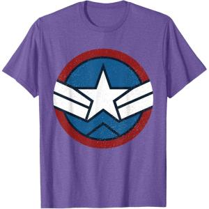 imageMarvel Captain America Brave New World Distressed Star Logo TShirtPurple Heather