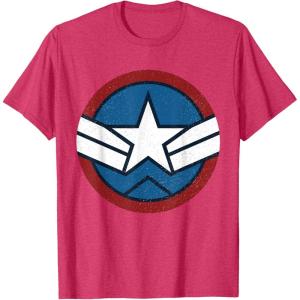imageMarvel Captain America Brave New World Distressed Star Logo TShirtRed Heather